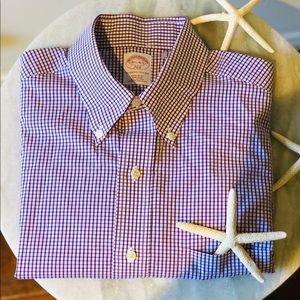 Brooks Bros. Graph Check Purple Dress Shirt 15.5